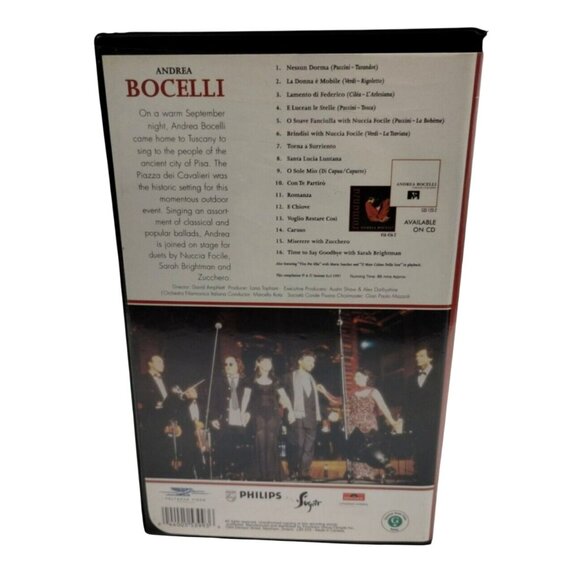 Andrea Bocelli A Night in Tuscany Operatic Tenor Vintage VHS 1997 Clamshell Case - Picture 3 of 4